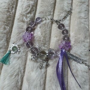Purple and Silver Beaded Bracelet